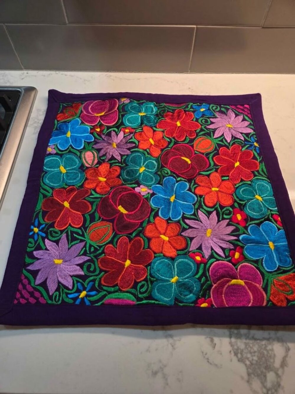 Vibrant mexican style pillow cover with zipper back